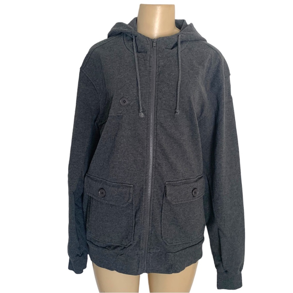 RED SQUAD Gray Sweatshirt Jacket Hoodie Zip Hood Pocketed Athleisure